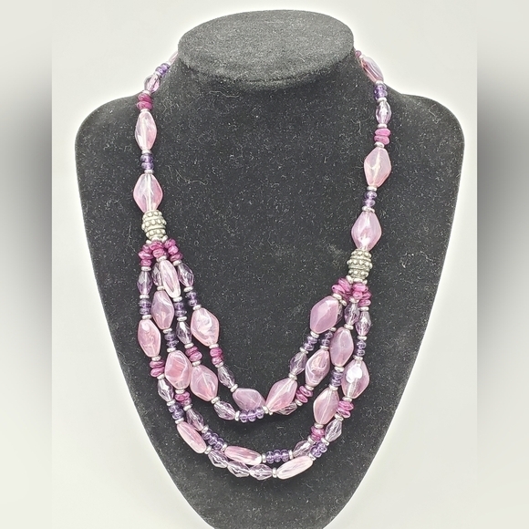 PURPLE COSTUME FASHION JEWELRY LOT NECKLACES STRETCH BRACELET SHELL BEADS GLASS - Picture 7 of 16